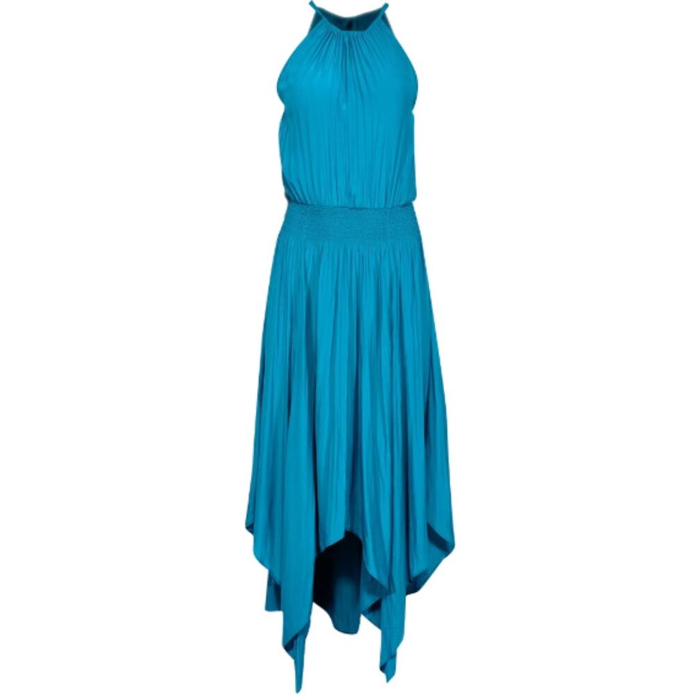 NWOT $395 Calypso St. Barth - Asymetrical Blue Maxi  Dress w/ Tassles - Sz - XS